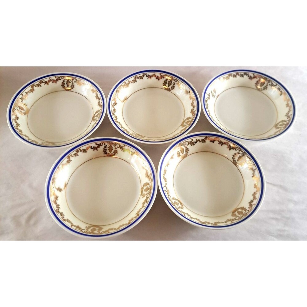 Haviland Limoges France Small Berry Bowls Cobalt Blue Gold Garland Neoclassical